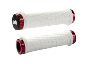 Гріпси ODI Troy Lee Designs Signature MTB Lock-On Bonus Pack White w / Red Clamps (Білі з червоними замками) D30TLW-R фото у BIKE MARKET