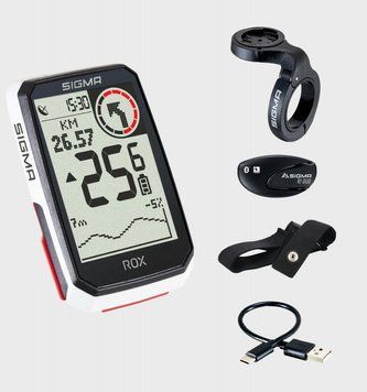 Велокомп'ютер Sigma ROX 4.0 з датчиком пульсу White HR Set Sigma Sport SD01063 фото у BIKE MARKET