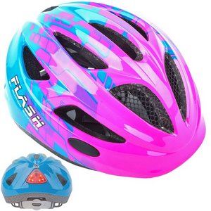 Шлем AUTHOR Flash Inmold с мигалкой, размер 51-55см (Розовый/Синий) 9090131 фото у BIKE MARKET