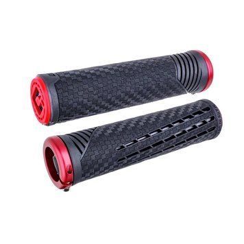 Гріпси ODI CF Grip v2.1 Lock-On Pearl Blk/Red w/MtRedClamp F35CFBR-R фото у BIKE MARKET
