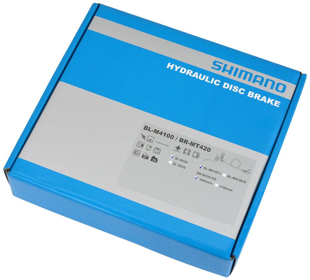 Тормоз гидравл. дисковое Shimano MT420 переднее (левая ручка M4100, 4-поршн. калипер BR-MT420, J-kit гидролиния 1000мм, D03S) EMT4204JLFPRA100 фото у BIKE MARKET