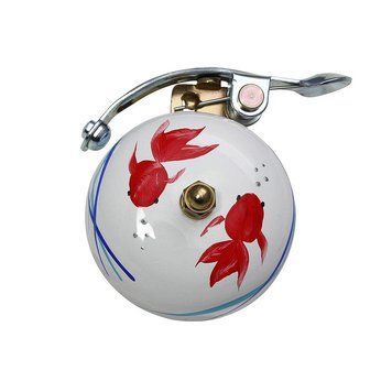 Звонок HANDPAINTED SUZU CRANE, Koi - "Золотая рыбка", 55мм алюминий, скоба CR-HSZSB-KO фото у BIKE MARKET