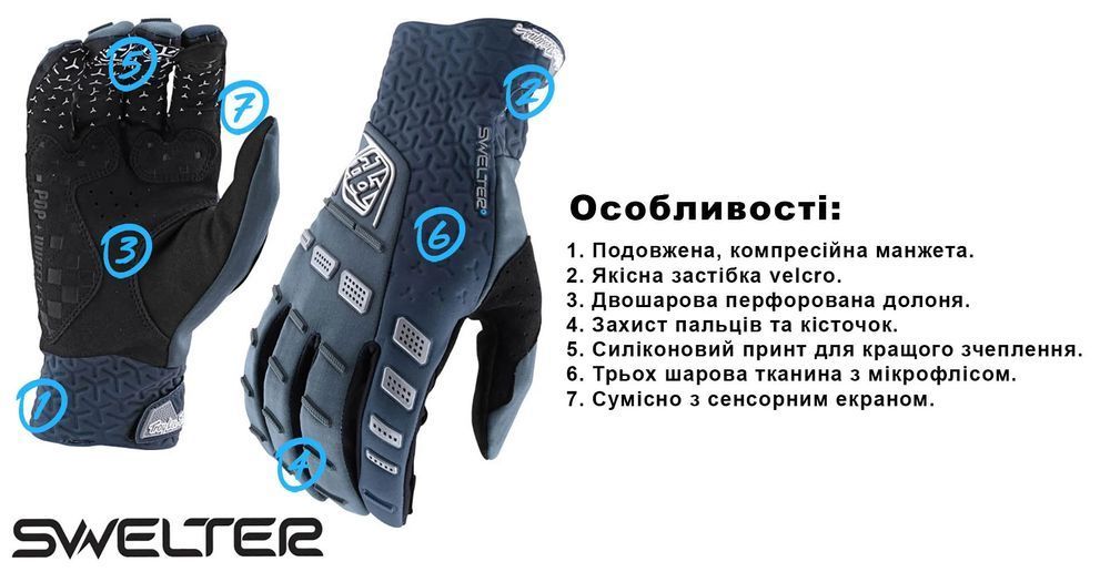 Рукавички TLD SWELTER GLOVE; BLACK M 438786003 фото у BIKE MARKET