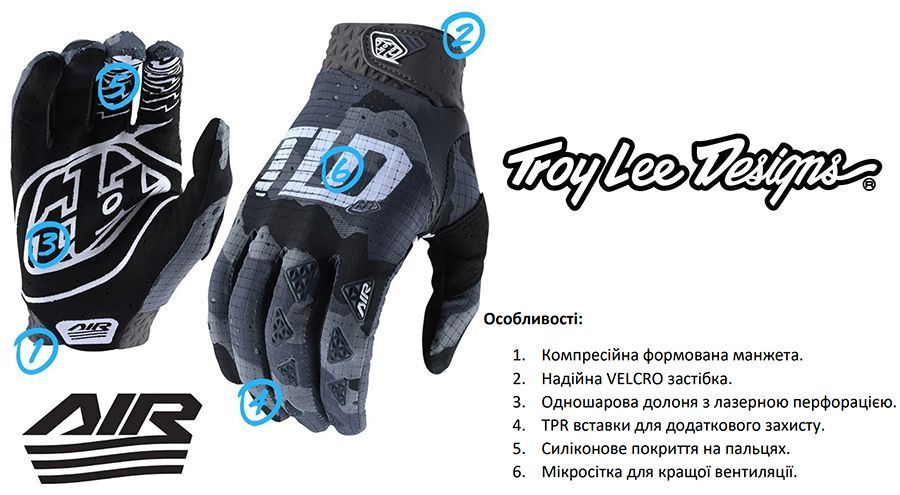 Перчатки TLD AIR glove Black XXL 404503206 фото у BIKE MARKET