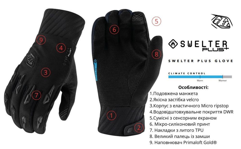 Рукавички TLD SWELTER PLUS GLOVE MONO BLACK L 445931004 фото у BIKE MARKET