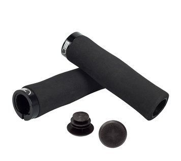 Грипси Green Cycle GGR-414 130mm спінена гума, ергономічні, чорні з одним чорним замком GRI-31-75 фото у BIKE MARKET